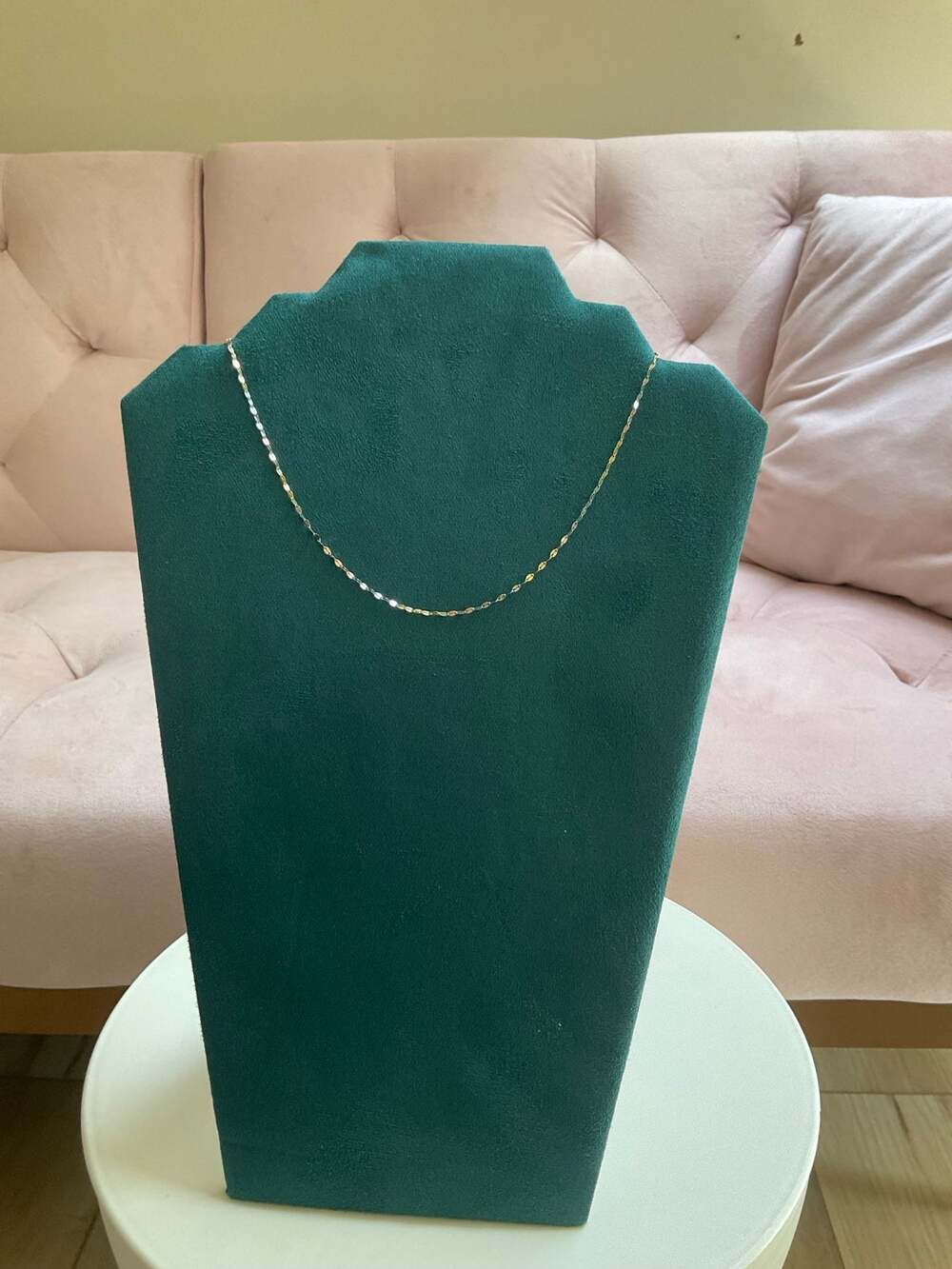 10K Solid Tricolor Gold Mirror Link Necklace 16” 2mm Yellow White Rose Gold